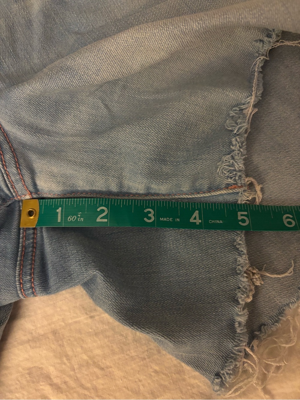 Seven7 Light Blue Denim Shorts with Rainbow Side Trim Frayed $20.00 - Picture 6 of 6